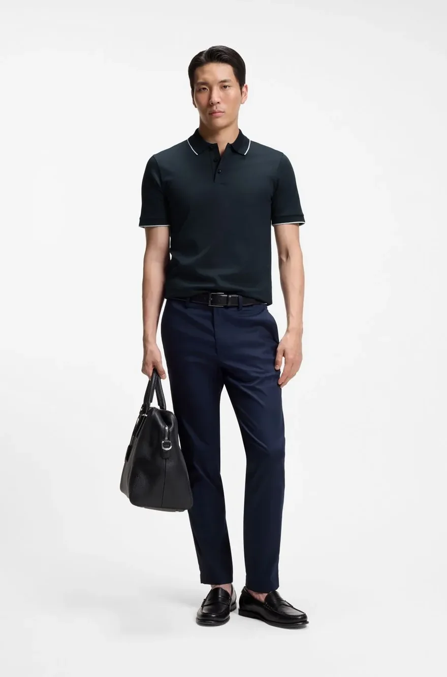 Поло Hugo Boss slim fit з бавовни — фото 3